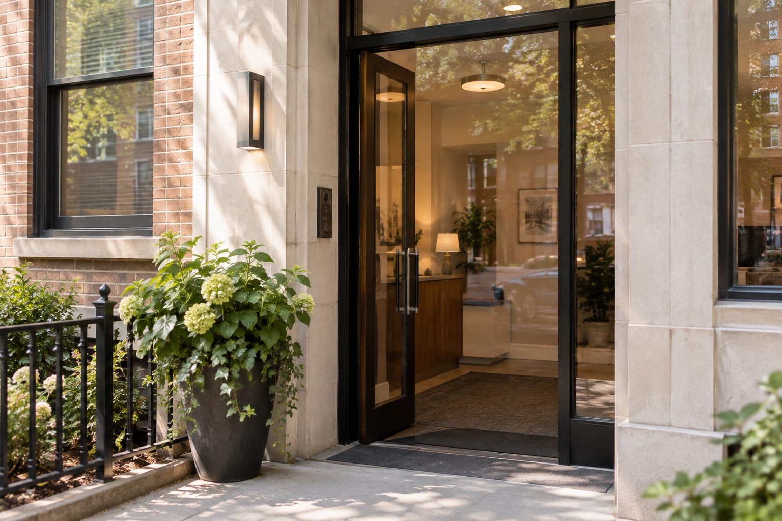 The street entrance to the ComfortZone office building in Brooklyn